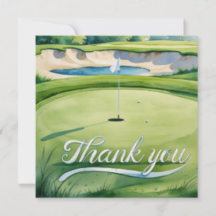 Golf with text on golf course watercolor style thank you card