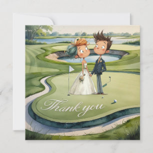 Golf with text on golf course watercolor style thank you card