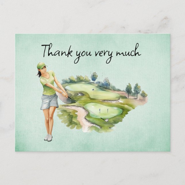 Golf Woman golfer in golf course Postcard (Front)