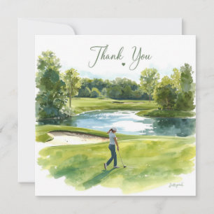 Golf Woman golfer is golfing in golf course Card