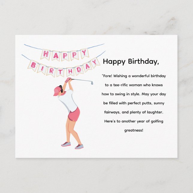 Golf Woman Golfer is Golfing Postcard (Front)