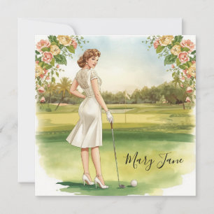 Golf Woman golfer on golf course Bridal Invitation