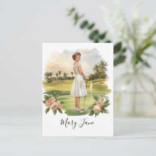 Golf Woman golfer on golf course Bridal Postcard