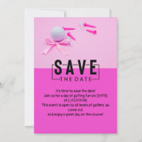Golf Woman golfer save the date pink theme