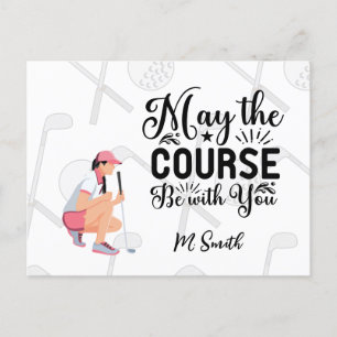 Golf Woman greeting with funny quotes Postcard