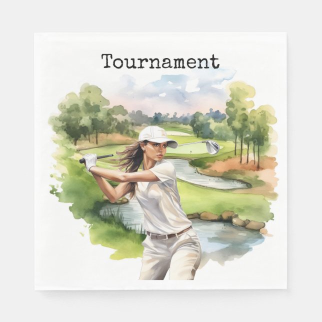 Golf Woman in golf course Napkin (Front)