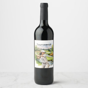 Golf Woman in golf course Wine Label