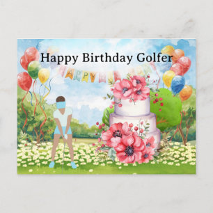 Golf woman is playing golf Birthday golfer Card