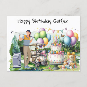 Golf woman is playing golf  Birthday golfer Card