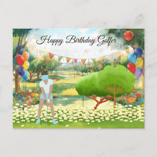Golf woman is playing golf Birthday golfer Card