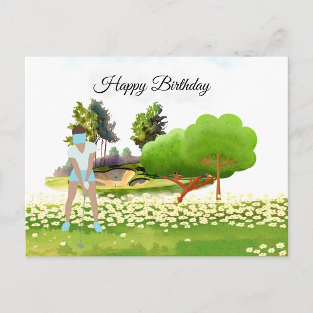 Golf woman is playing golf  Birthday golfer Card (Front)