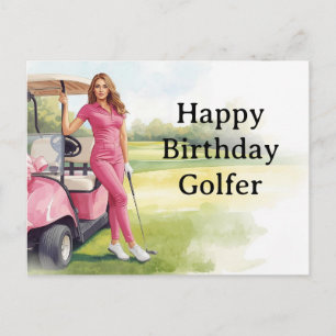 Golf woman is playing golf  Birthday golfer Card