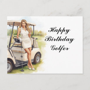 Golf woman is playing golf  Birthday golfer Card