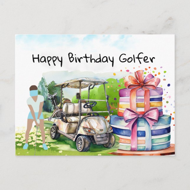 Golf woman is playing golf  Birthday golfer Card (Front)