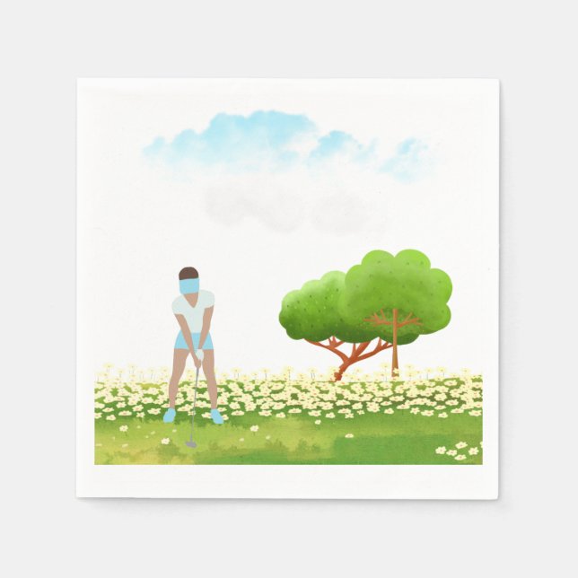 Golf woman is playing golf  napkin (Front)