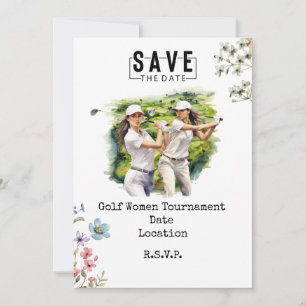 Golf Woman Party Save the Date Invitation