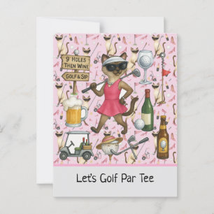 Golf Woman themed for Bachelorette Party Pink Postcard