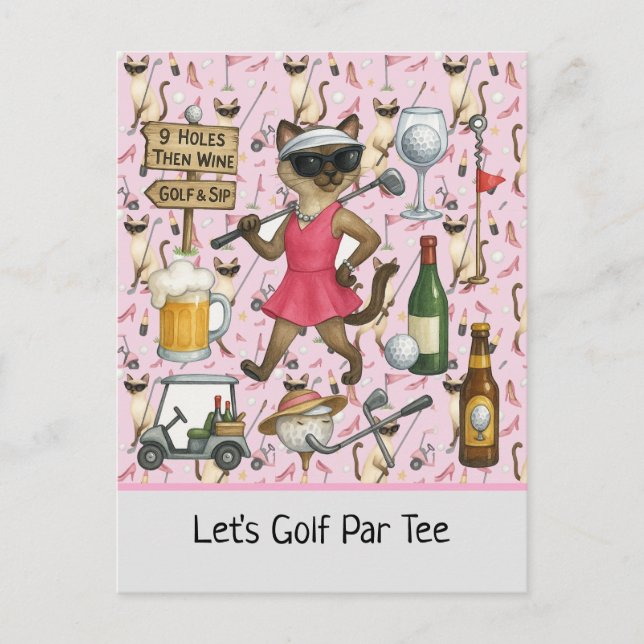 Golf Woman themed for Bachelorette Party Pink Postcard (Front)
