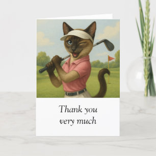 Golf Woman Tournament Cat golfer  Golfing  Thank You Card