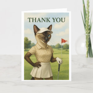 Golf Woman Tournament Cat golfer Golfing Thank You Card