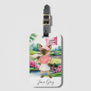 Golf Woman Tournament for  Siamese Cat Golfer Luggage Tag