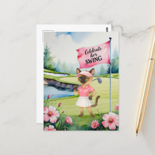 Golf Woman Tournament for  Siamese Cat Golfer Postcard