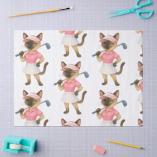 Golf Woman Tournament for Siamese Cat Golfer Tissue Paper
