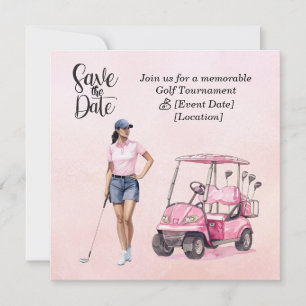 Golf Woman tournament Pink themed Invitation