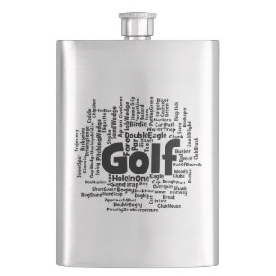 Golf Word Cloud Hip Flask