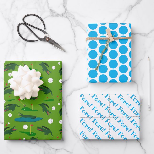 Golf Wrapping Paper Flat Sheet Set of 3 (Front)