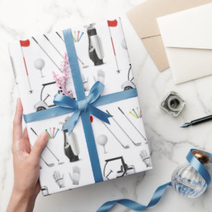 Golf Wrapping Paper, Golf Tee Club Gift Wrap