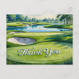 Golf write Thank you on putting green  Postcard