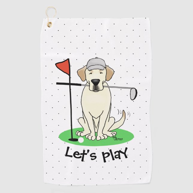 Golf Yellow Labrador Retriever Dog - Funny Towel (Front)