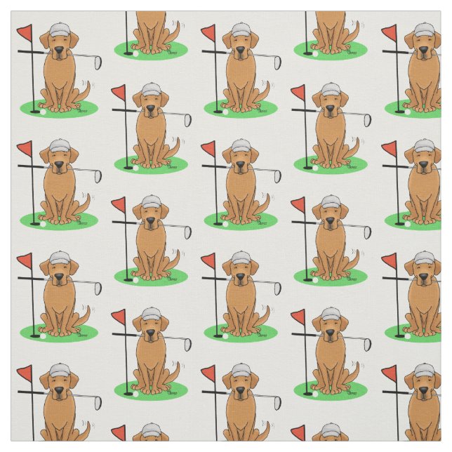 Golf Yellow Labrador Retriever (yel 5) Dog - Cute Fabric (Swatch)