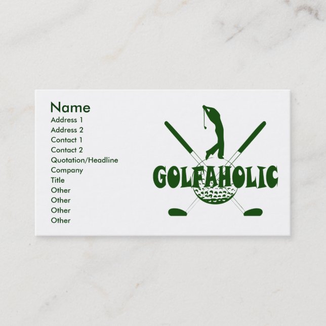 GOLFAHOLIC BUSINESS CARDS (Front)