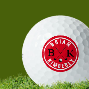 golfball with golfer name & initials red mark golf balls