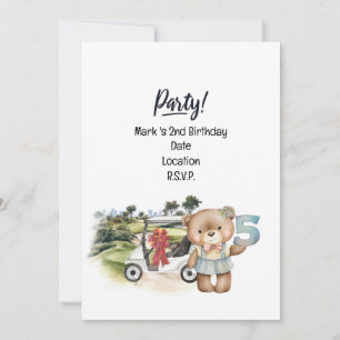 Golfer 5th  Birthday Girl Save Date Invitation