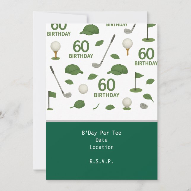 Golfer 60th Birthday for Cat Lover Invitation (Front)