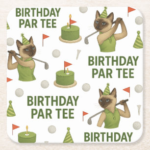 Golfer 60th Birthday for Cat Lover  Square Paper Coaster