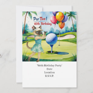 Golfer 60th Birthday with golf ball on tee Invitation