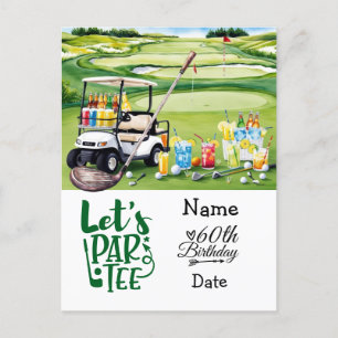 Golfer 60th Birthday with golf cart Save the Date Invitation Postcard