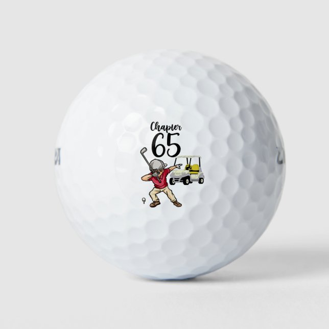 Golfer 65th Birthday Dabbing with golf cart Balls (Front)