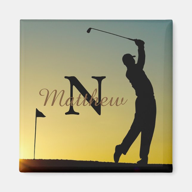Golfer at Sunset Personalised Magnet (Front)
