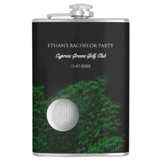 Golfer Bachelor Party - golf ball and course green Hip Flask
