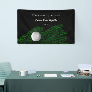 Golfer Bachelor Party - Green Golf Ball -  Golfing Banner