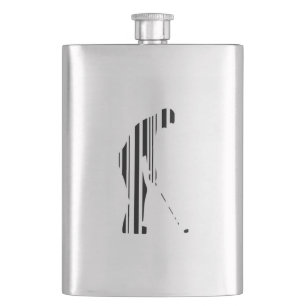 GOLFER BAR CODE Golf Golfing Sports Pattern Design Hip Flask