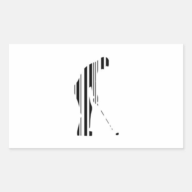 GOLFER BAR CODE Golf Golfing Sports Pattern Design Rectangular Sticker (Front)
