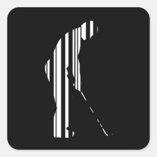 GOLFER BAR CODE Golf Golfing Sports Pattern Design Square Sticker