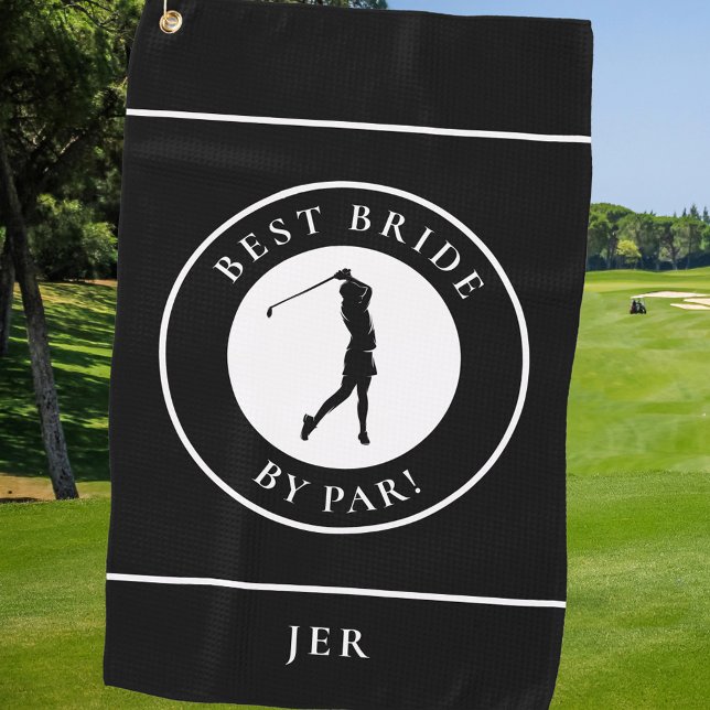 Golfer Best Bride By Par Monogrammed Sports Black Golf Towel (Golfer Best Bride By Par Monogrammed Sports Black Golf Towel)