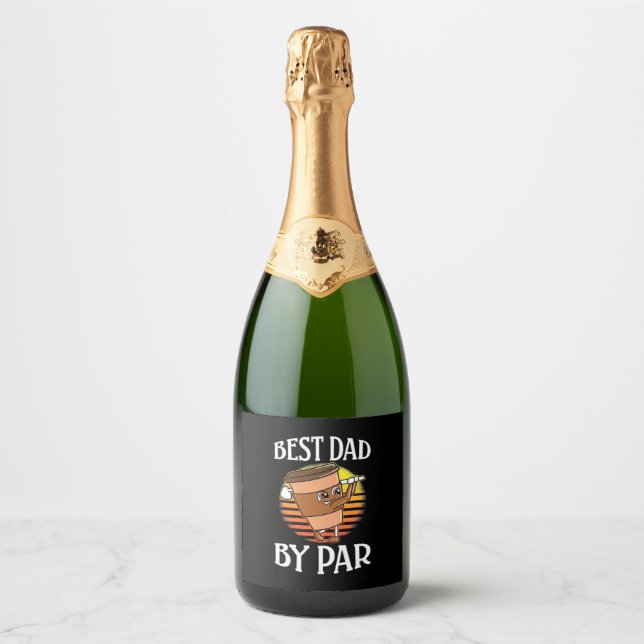 Golfer Best Dad By Par Sparkling Wine Label (Front)
